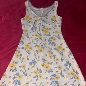 Floral Sleeveless Dress - Yellow and Blue